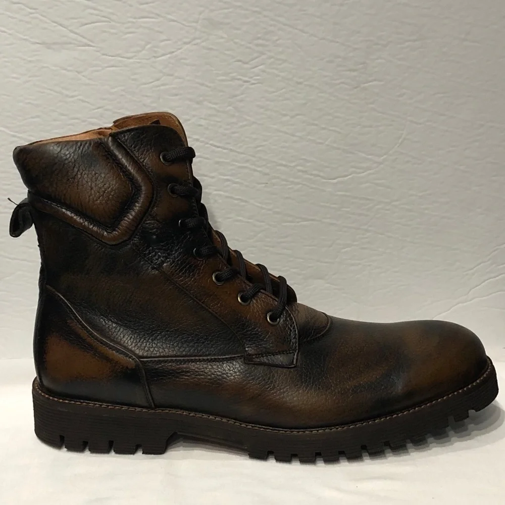 Sabatter boot brown leather round toe thick sole13